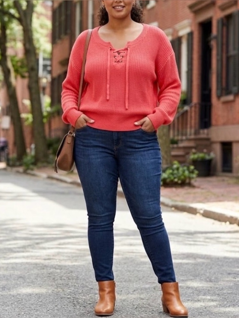 ST JOHN’S BAY Lace-Up Sweater- Size XXL